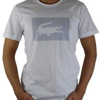 Lacoste Herren T-Shirt Rundhalsausschnitt Crocodile Brand Weiß | Restposten und Grosshandel