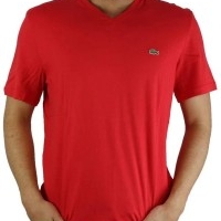 Lacoste Herren T-Shirt V-Ausschnitt Rot | Restposten und Grosshandel