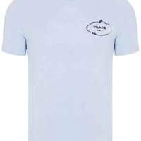 Prada Herren T-Shirt Rundhalsausschnitt Hellblau | Restposten und Grosshandel