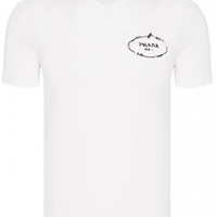 Prada Herren T-Shirt Rundhalsausschnitt Weiß | Restposten und Grosshandel