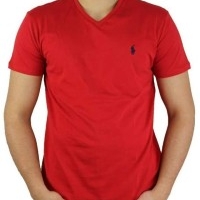 Ralph Lauren Herren T-Shirt V-Ausschnitt Rot | Restposten und Grosshandel