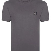 Stone Island Herren T-Shirt Crew Neck  Roll Brand Grau | Restposten und Grosshandel