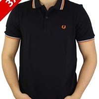 Fred Perry Herren Polo-Shirts Outsize 3XL Schwarz Orange | Restposten und Grosshandel