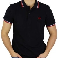 Fred Perry Herren Polo-Shirts Schwarz-Rot | Restposten und Grosshandel