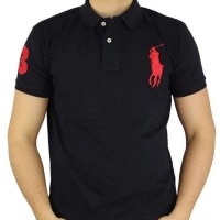 Ralph Lauren Herren Polo-Shirts Custom Fit Big Pony Schwarz Red | Restposten und Grosshandel