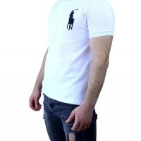 Ralph Lauren Herren Polo-Shirts Slim Fit Big Pony Weiß Black | Restposten und Grosshandel